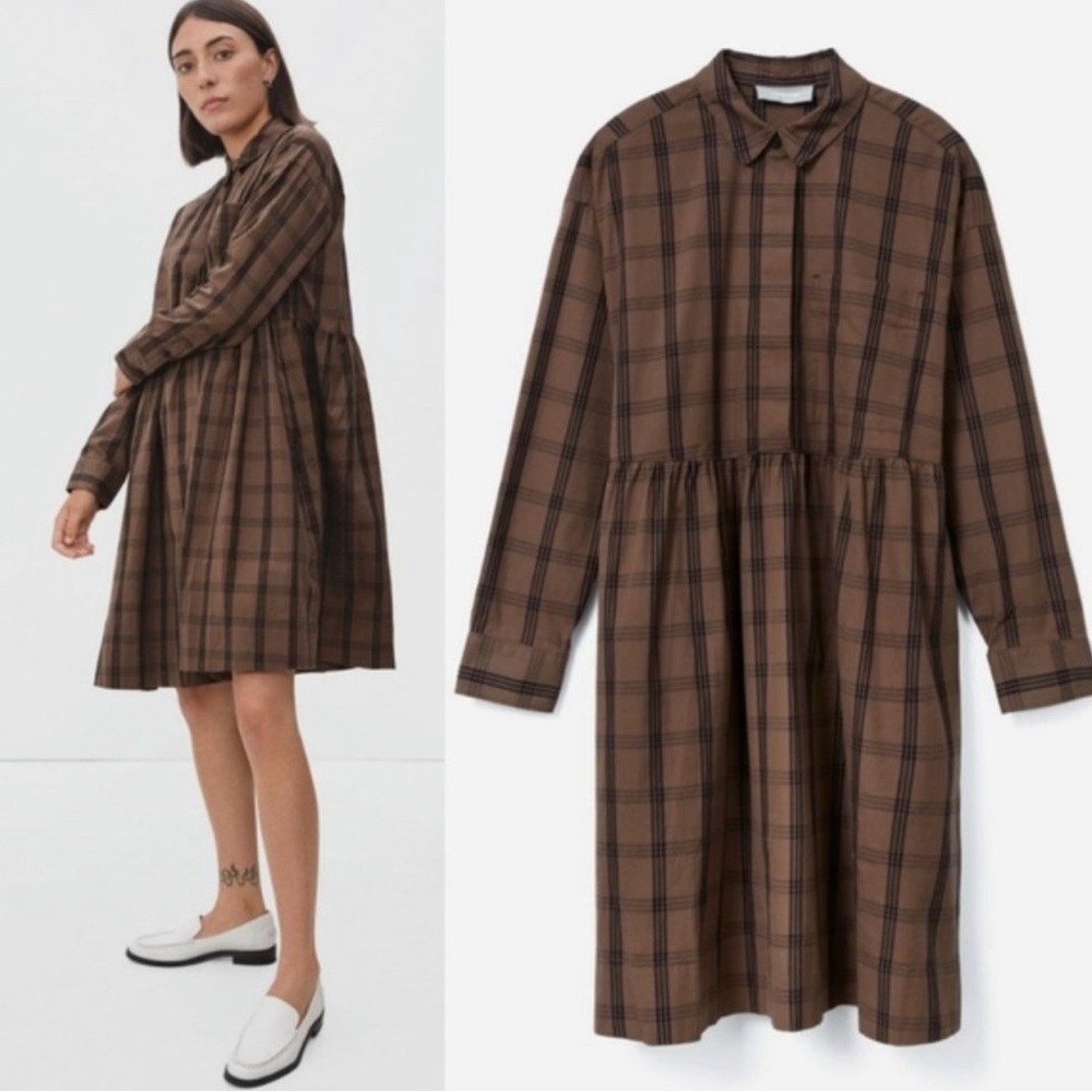 Everlane The Field dress in Mocha Plaid Women Size Medium
